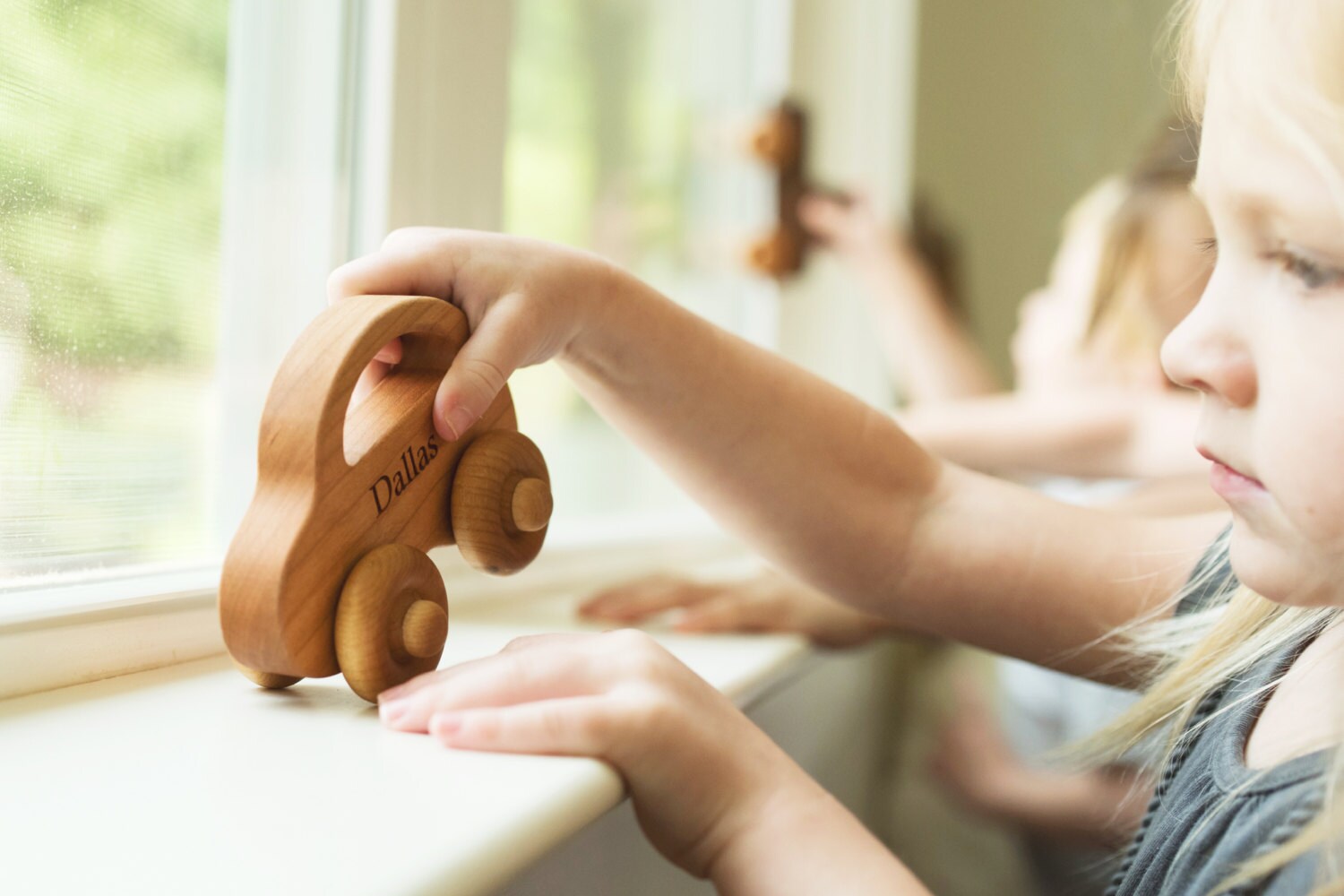 Love Bug Wood Toy Car - Personalized, Natural wood toy, Handmade, Sustainable hardwoods, Waldorf baby and toddler gift, Lifetime Guarantee