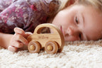 Love Bug Wood Toy Car - Personalized, Natural wood toy, Handmade, Sustainable hardwoods, Waldorf baby and toddler gift, Lifetime Guarantee