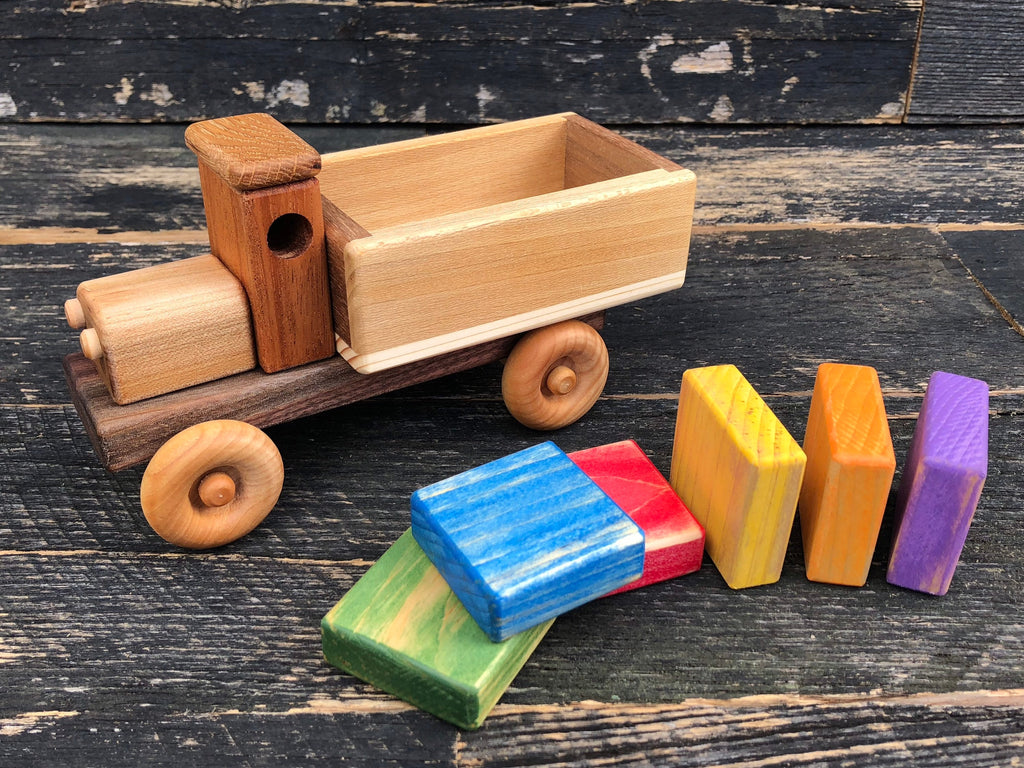 Wooden Toy Truck w/Colored Blocks