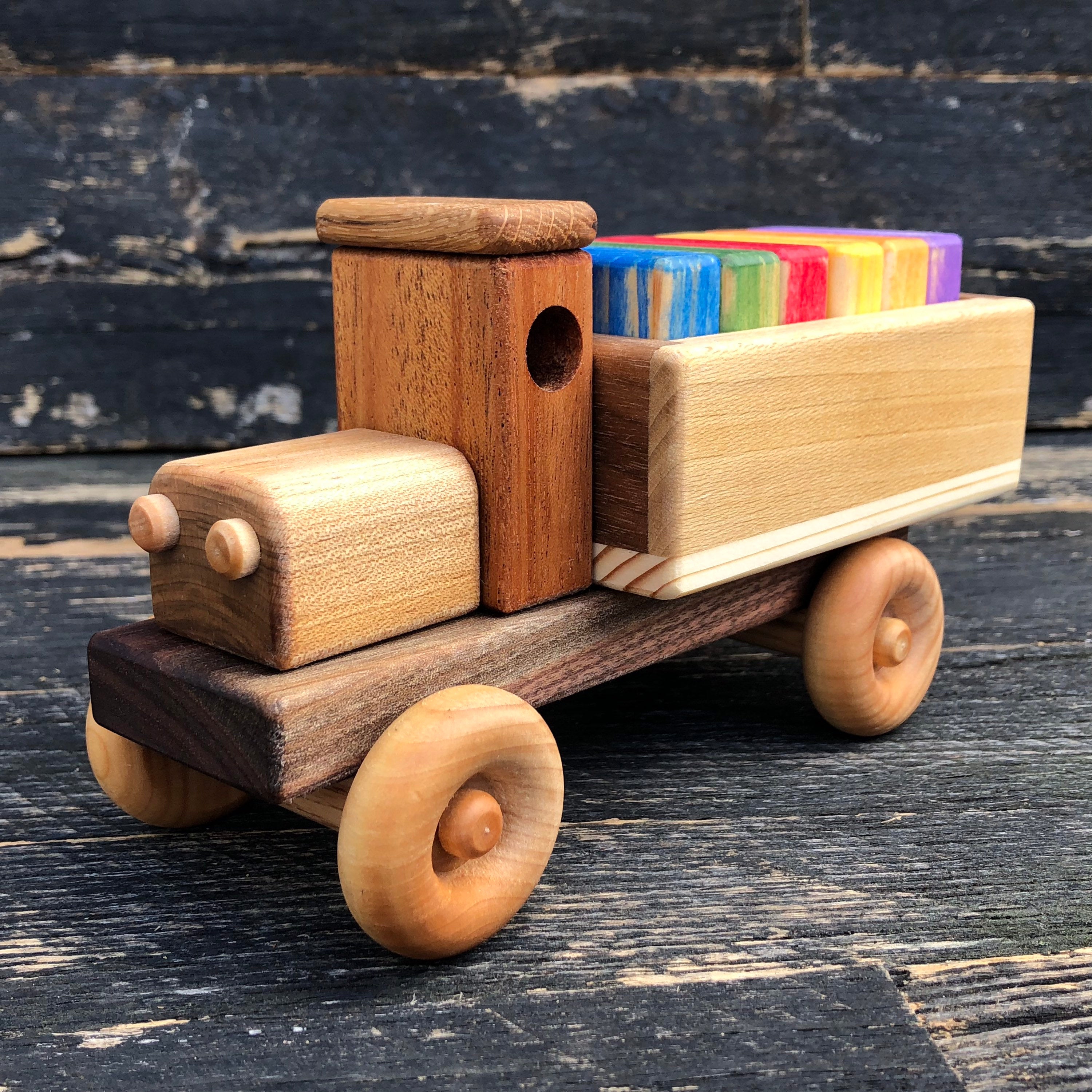 Wooden Toy Truck w/Colored Blocks