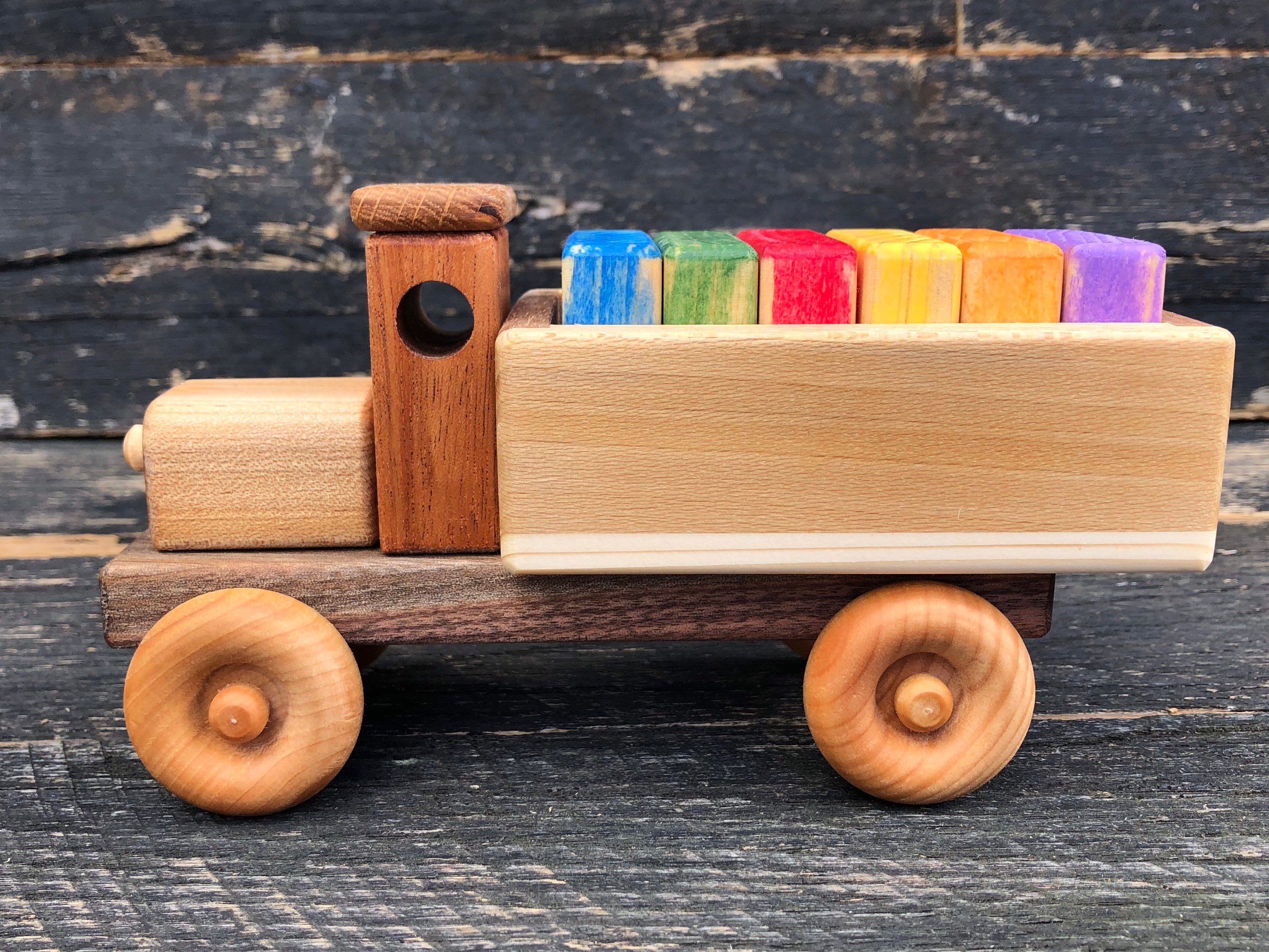 Wooden Toy Truck w/Colored Blocks