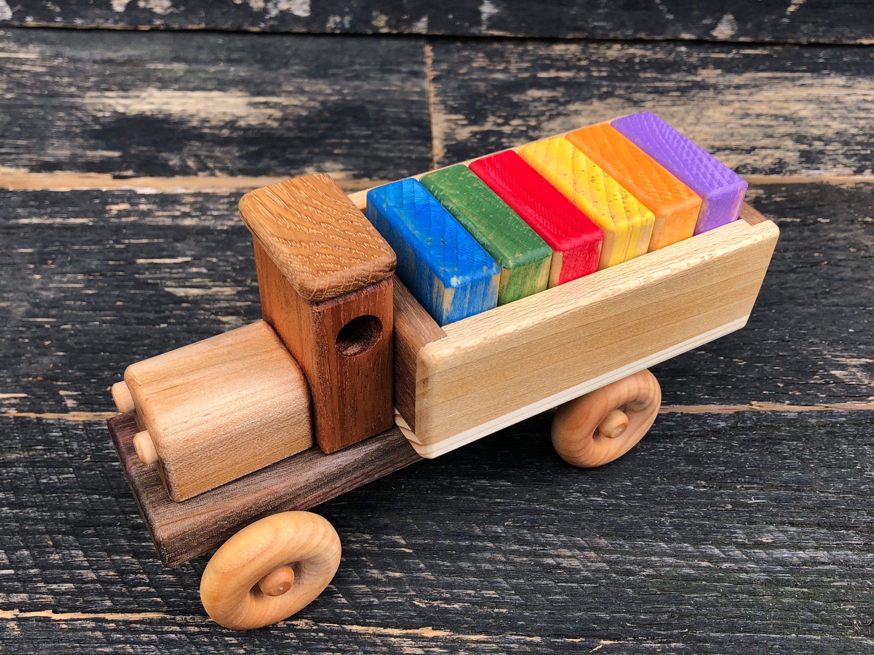 Wooden Toy Truck w/Colored Blocks