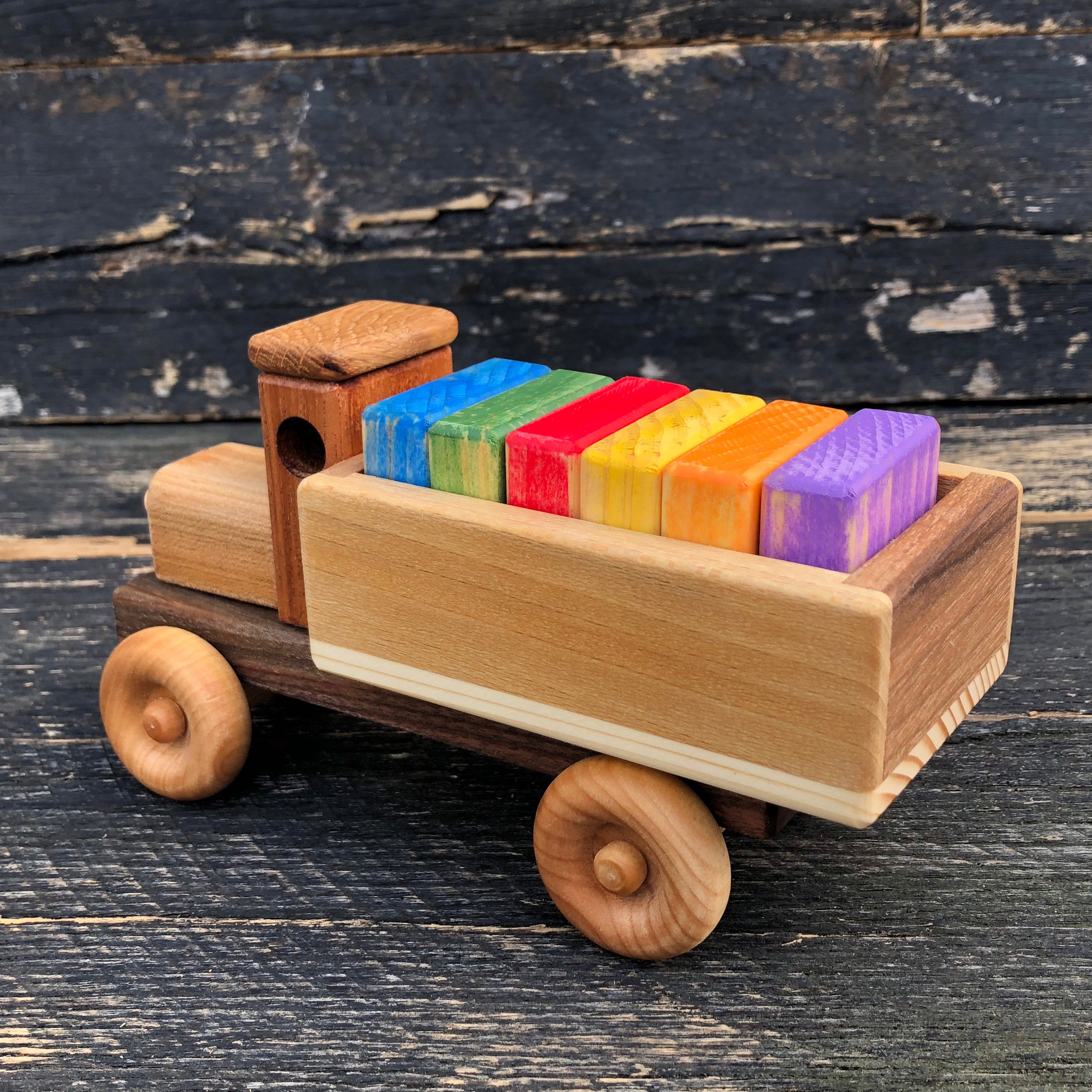 Wooden Toy Truck w/Colored Blocks