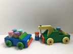 Wooden Toy Tow Truck with a Car including 6 wooden people. Wooden Toy Truck/Car Set. Toddler Wooden Toy Car/Truck Set