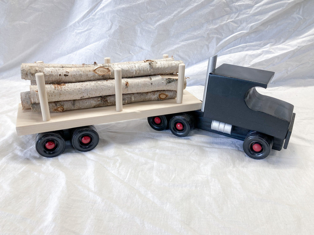 Wood Truck Toy for Kids, Handmade Wooden Toy, Imaginative Play, Construction Birthday Party Gift, Logging Truck Toy for Boys, Montessori