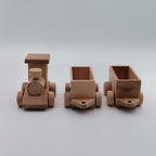 Wooden Toy Train Set with Trailer|Locomotive Train Toy|Toddler Push Toy|Nursery Natural Wood Toy Decor|Waldorf, Montessori Toy Gift For Kids