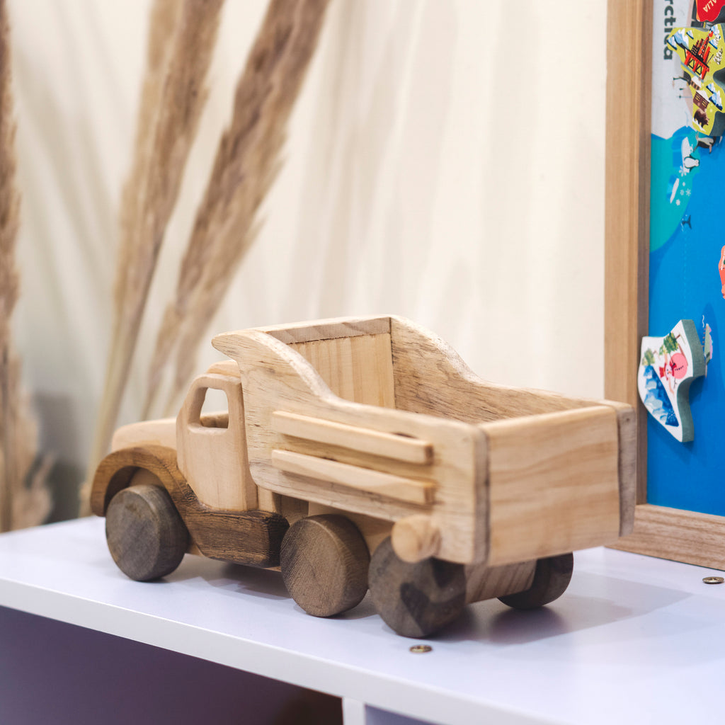 Personalized Wooden Dump Truck Construction Toy, Custom Name Engraving Car, Truck Driver Gift, Montessori-Inspired, Gift for Toddlers