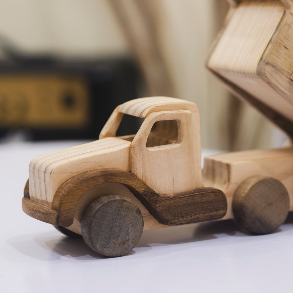 Personalized Wooden Dump Truck Construction Toy, Custom Name Engraving Car, Truck Driver Gift, Montessori-Inspired, Gift for Toddlers