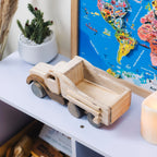 Personalized Wooden Dump Truck Construction Toy, Custom Name Engraving Car, Truck Driver Gift, Montessori-Inspired, Gift for Toddlers