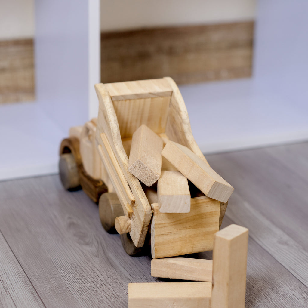 Personalized Wooden Dump Truck Construction Toy, Custom Name Engraving Car, Truck Driver Gift, Montessori-Inspired, Gift for Toddlers