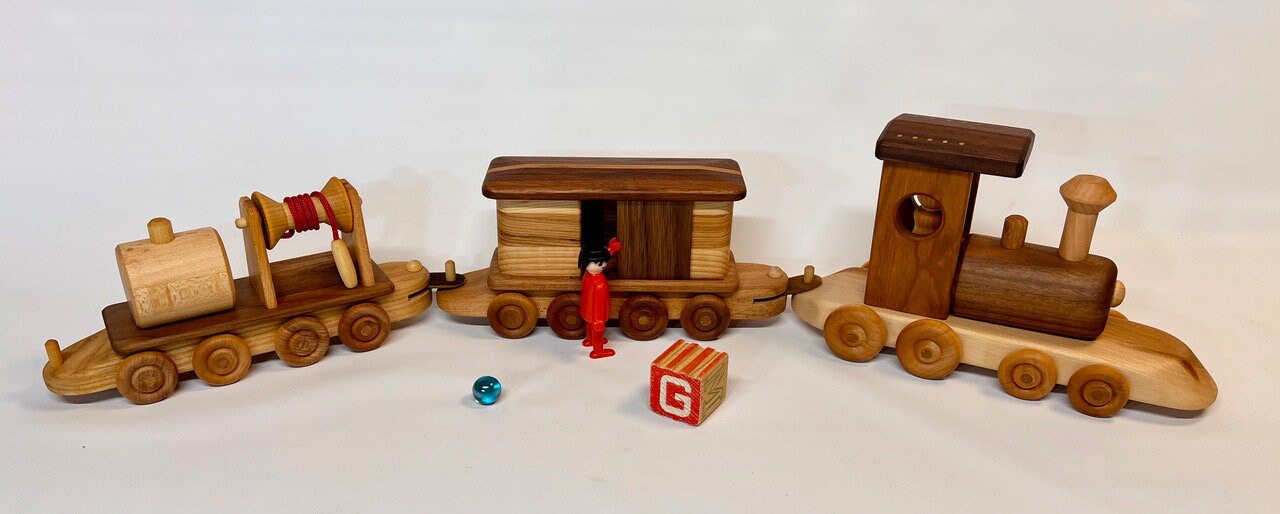 Piggyback train toy wooden train toy heirloom hardwood