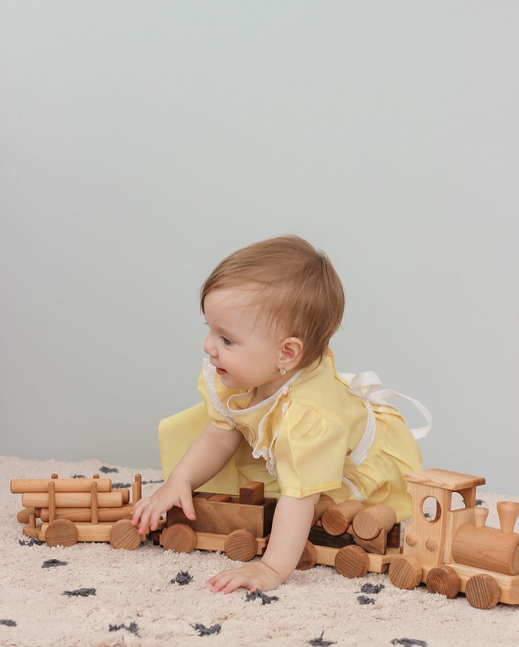 Wooden Train on wheels with carriages, Fathers day gift Locomotive Toys for Toddler Boys birthday gift