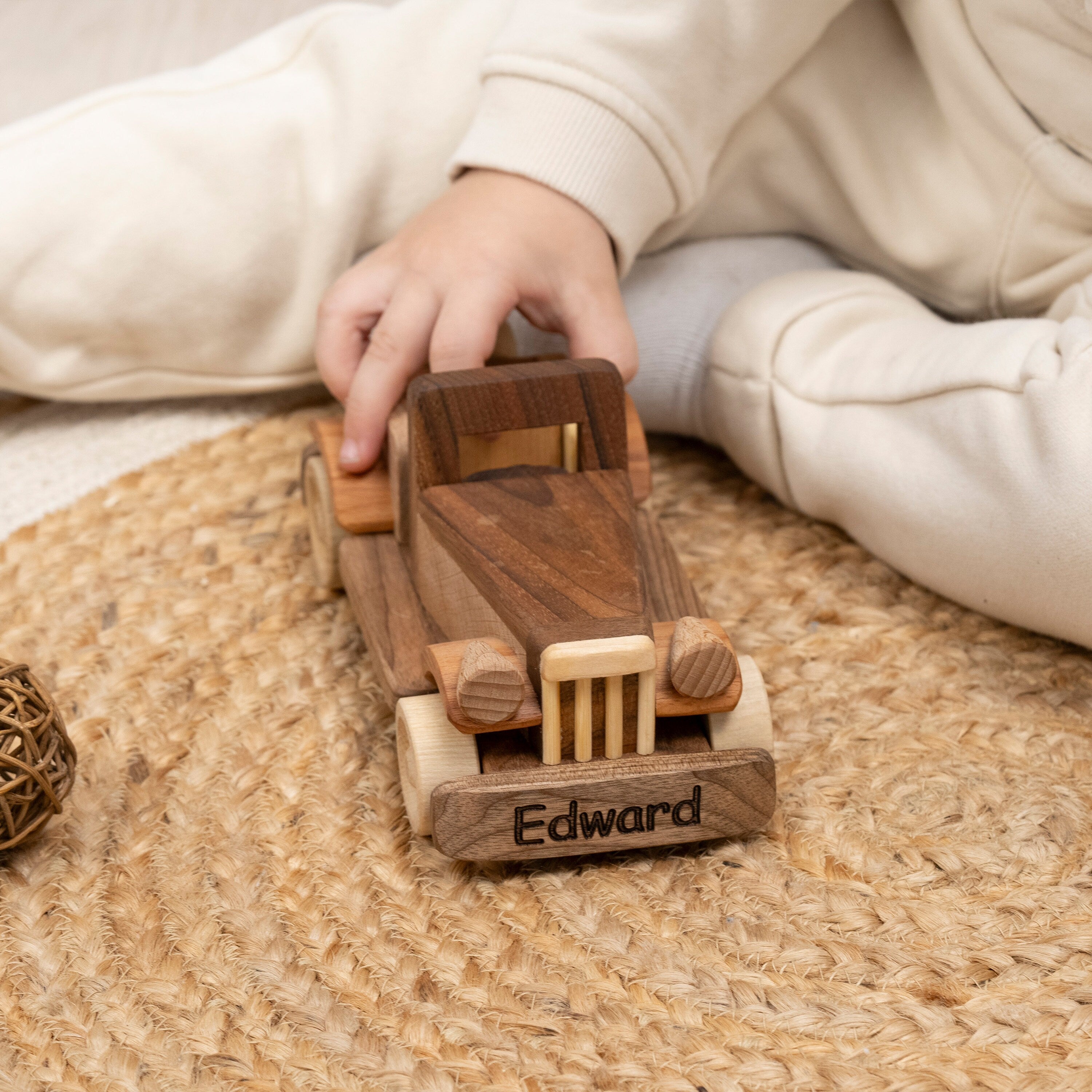 Wooden Retro Car with Name, Handmade Toys for Kids, Baby Birthday Gift / HANDMADE