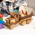 Tow Truck Toy With Car, Gift for Toddlers, Personalized with Name Engraving / HANDMADE