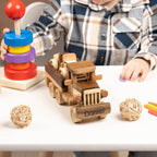 Tow Truck Toy With Car, Gift for Toddlers, Personalized with Name Engraving / HANDMADE
