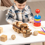 Tow Truck Toy With Car, Gift for Toddlers, Personalized with Name Engraving / HANDMADE
