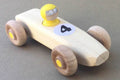 Yellow RAINBOW RACER, #4.  Wooden toy race car.