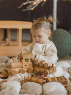 Wooden Train on wheels with carriages, Fathers day gift Locomotive Toys for Toddler Boys birthday gift