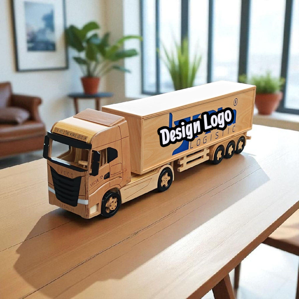 Custom Handmade Wooden Semi Truck with Trailer – Personalized Model Gift – 80cm Long – Wooden Truck Decor for Him free shipping