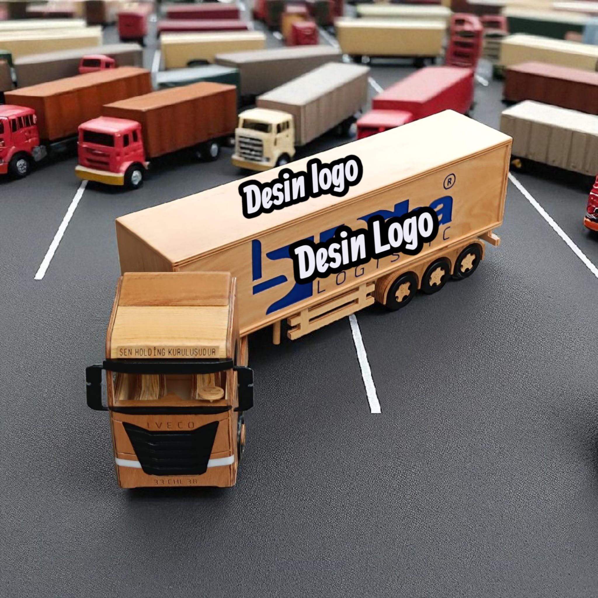 Custom Handmade Wooden Semi Truck with Trailer – Personalized Model Gift – 80cm Long – Wooden Truck Decor for Him free shipping