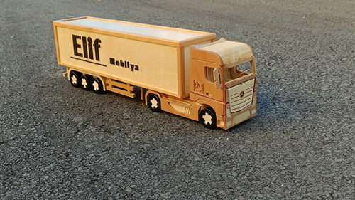 Custom Handmade Wooden Semi Truck with Trailer – Personalized Model Gift – 80cm Long – Wooden Truck Decor for Him free shipping