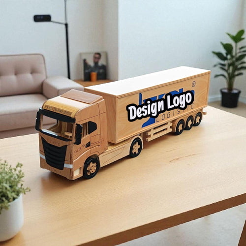 Custom Handmade Wooden Semi Truck with Trailer – Personalized Model Gift – 80cm Long – Wooden Truck Decor for Him free shipping