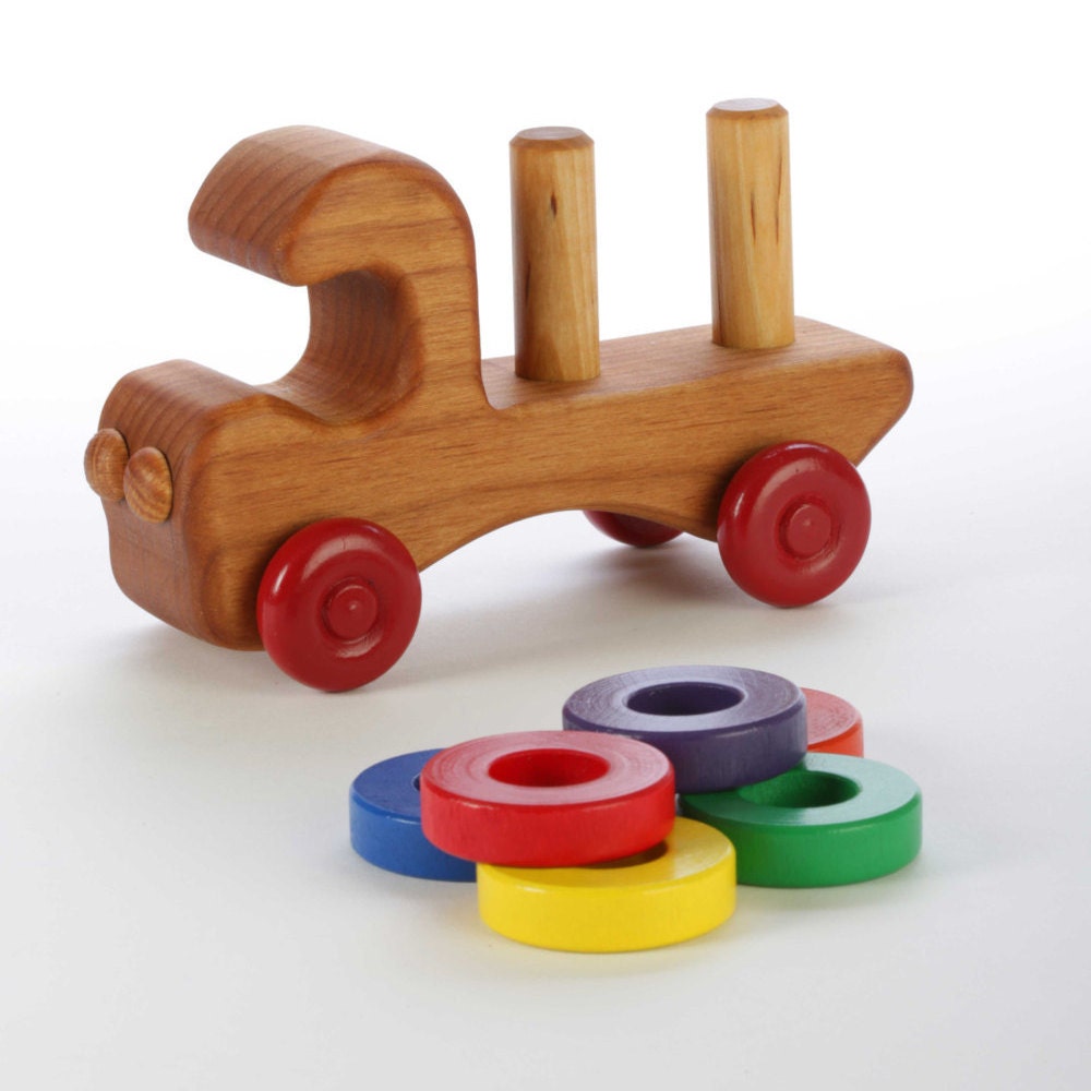 Wooden Toy Truck - Stacking Toy - Toddler Toy - Wooden Push Toy - Rainbow Toy