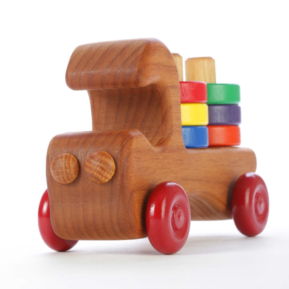 Wooden Toy Truck - Stacking Toy - Toddler Toy - Wooden Push Toy - Rainbow Toy