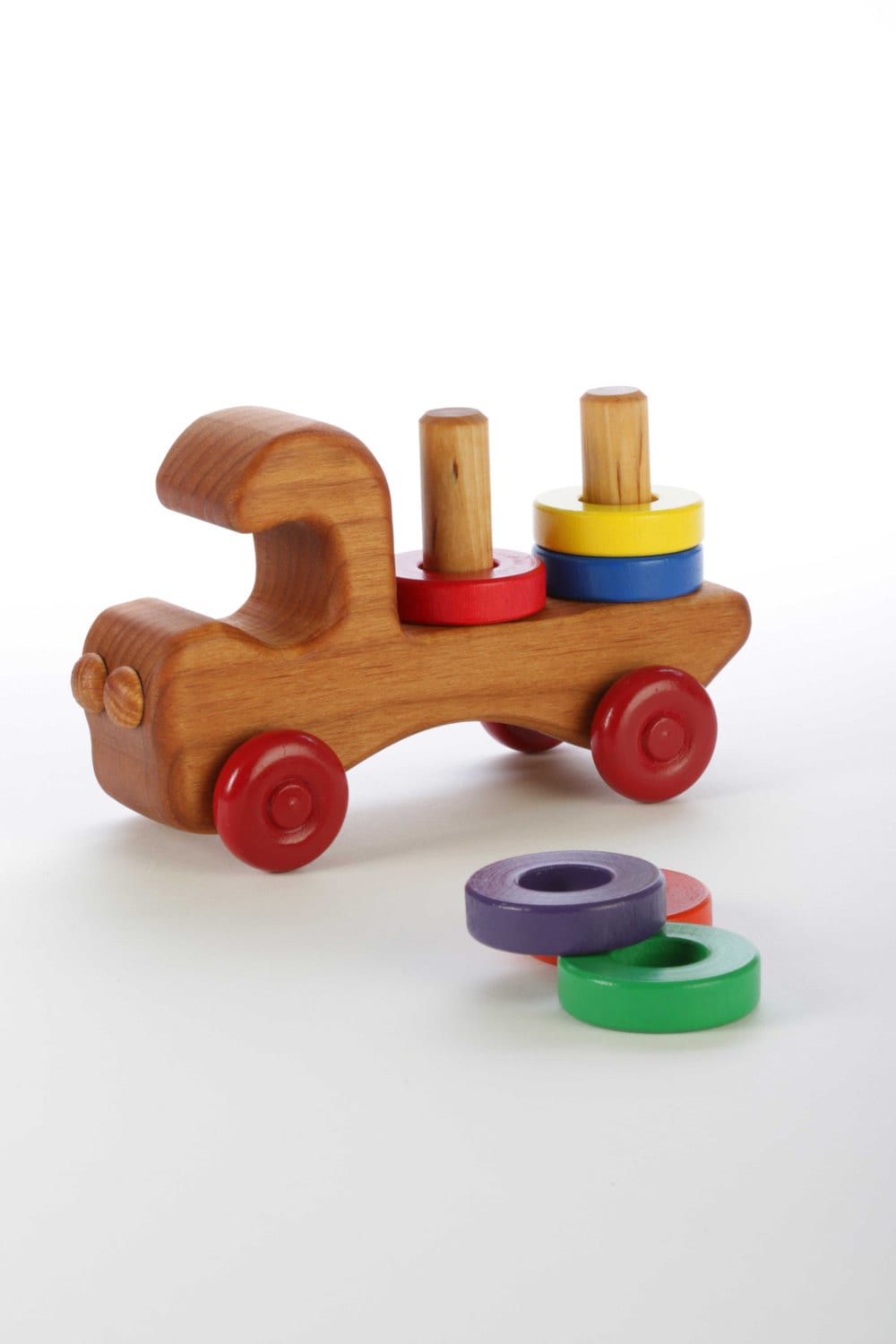 Wooden Toy Truck - Stacking Toy - Toddler Toy - Wooden Push Toy - Rainbow Toy