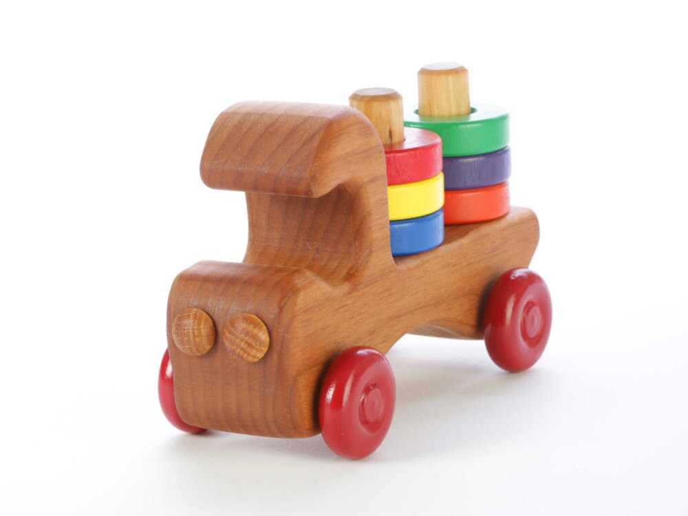 Wooden Toy Truck - Stacking Toy - Toddler Toy - Wooden Push Toy - Rainbow Toy